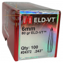 HORNADY 24372 GESCHOSSE 6MM / .243 80GR ELD‑VT™ 100 STÜCK